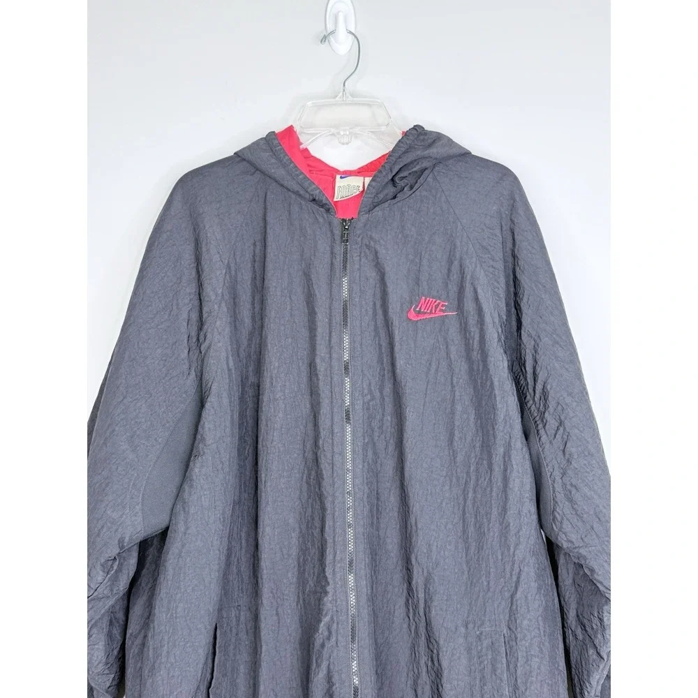 Vintage 90s Nike Force Long Coat Windbreaker Jacket RARE Hip Hop Baggy Mens L